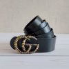 کمربند زنانه دخترانه مشکی عرض 3.5 سگک GUCCI