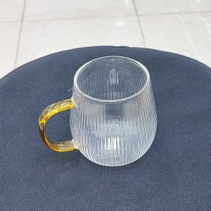 Alternative view of لیوان پیرکس کُپُل راه راه دسته طلایی وارداتی(تکی)