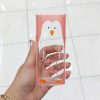 لیوان پیرکس ساده طرح پنگوئن رنگ صورتی وارداتی(تکی)