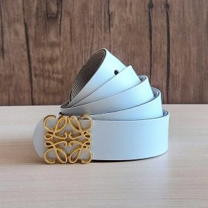 کمربند زنانه دخترانه سفید عرض 3 سگک طرح “لو ئه وه” Loewe