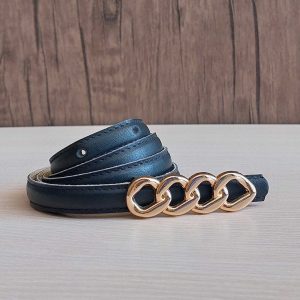 کمربند زنانه دخترانه مشکی دور دوخت عرض 1.5 سگک کارتیه