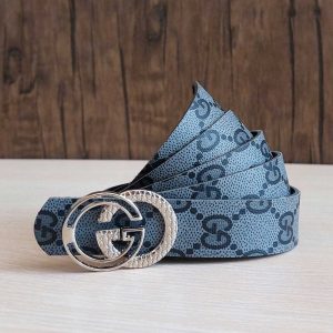 کمربند زنانه دخترانه گوچی عرض2/5 سگک طرح Gucci نقره ای