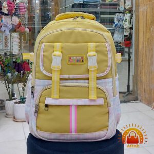 کوله پشتی مدرسه اسپورت دخترانه دو سگک چهار خانه وارداتی