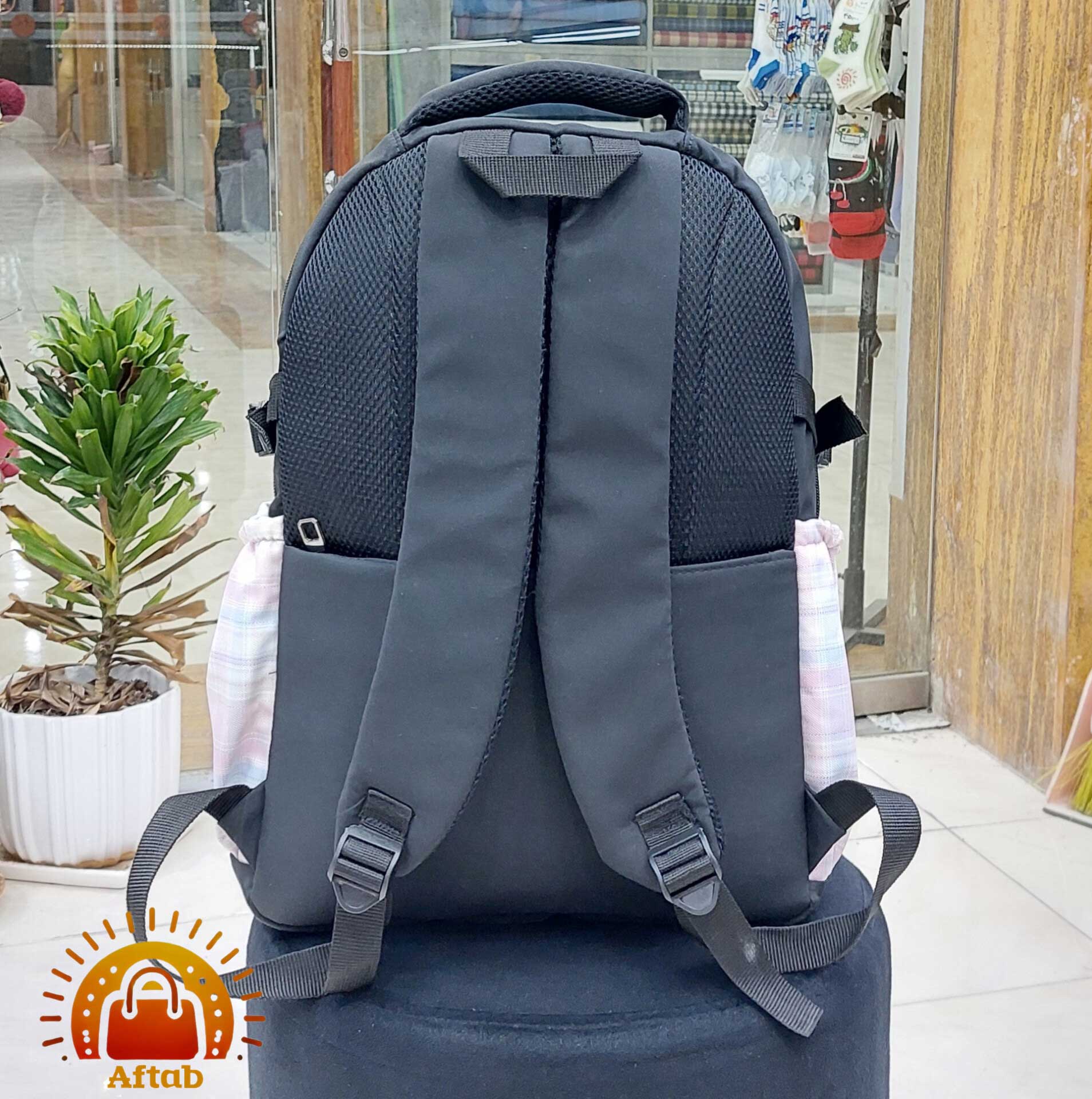 کوله پشتی مدرسه اسپورت دخترانه دو سگک چهار خانه وارداتی - Image 7