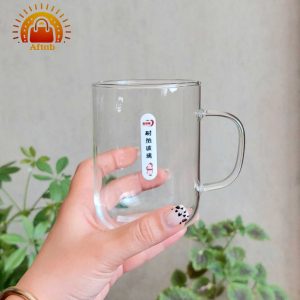 Alternative view of لیوان پیرکس پایین قوص دسته بی رنگ وارداتی (تکی)