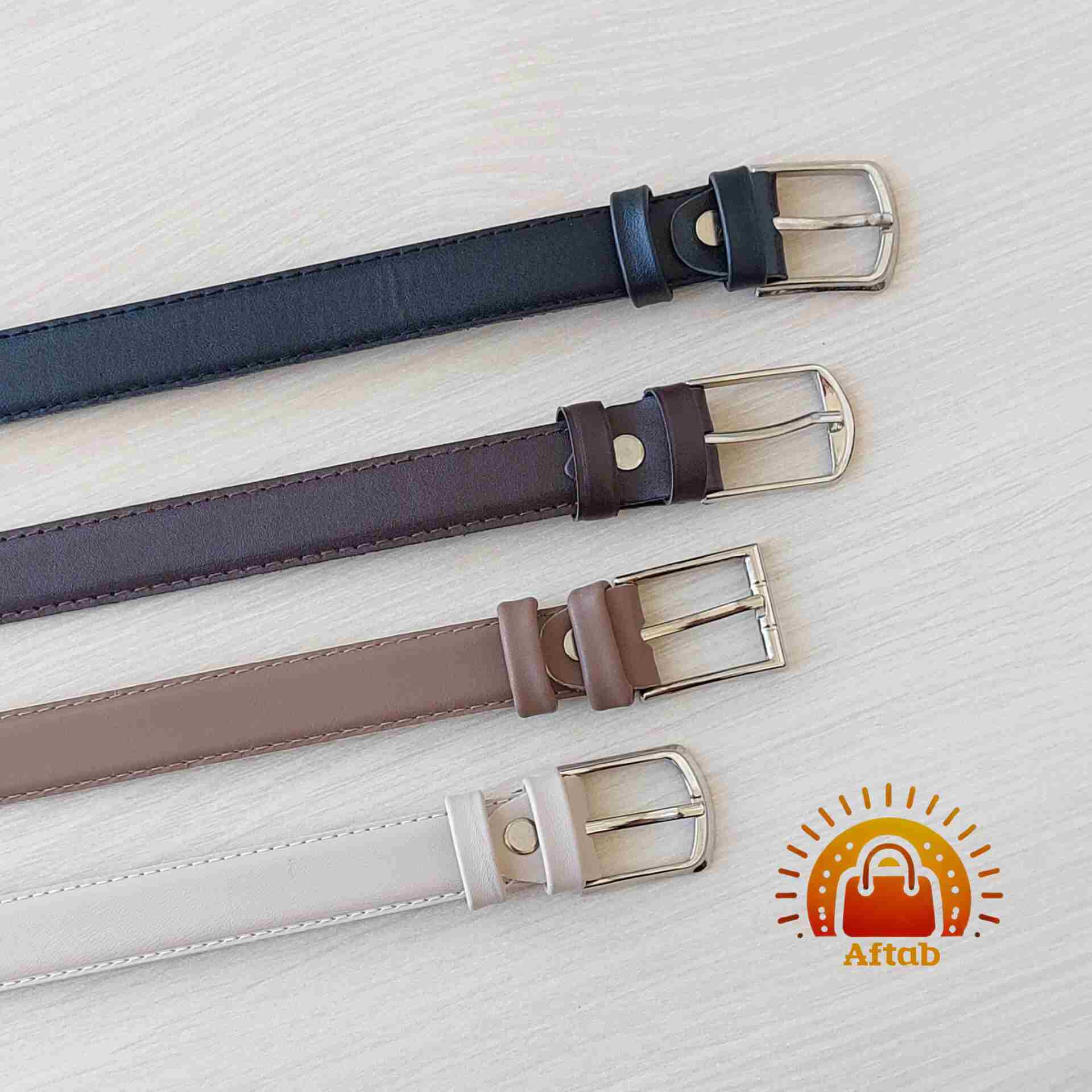 کمربند زنانه دخترانه دور دوخت سگک کلاسیک عرض 2/5cm