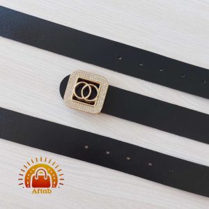 کمربند زنانه دخترانه سگک مربع فول نگین عرض 3/5cm