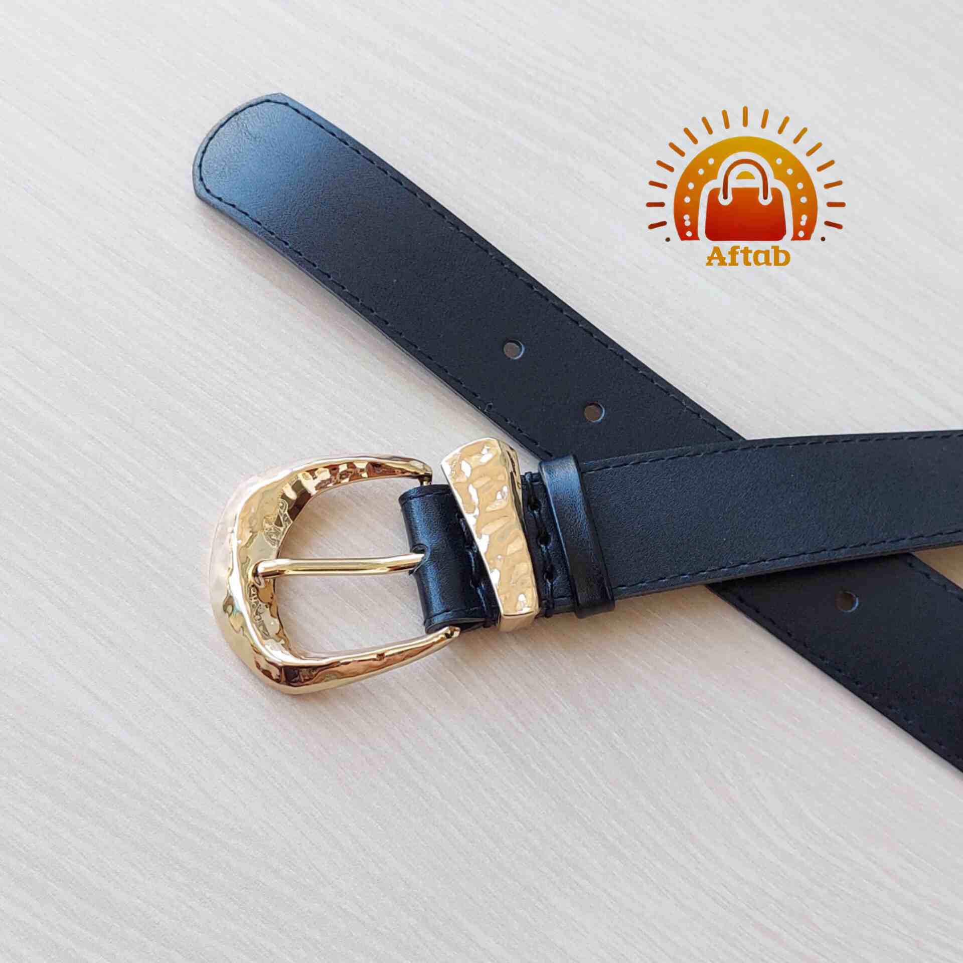 کمربند زنانه دخترانه دور دوخت سگک کلاسیک ICE طلایی عرض 3/5cm - Image 3