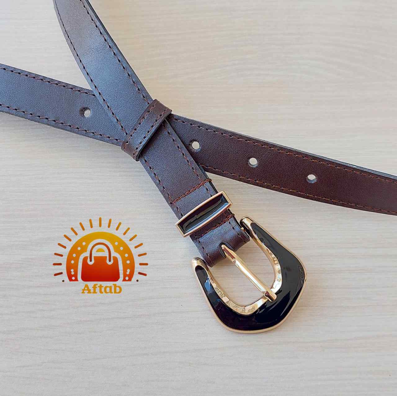 کمربند زنانه دخترانه دور دوخت سگک کلاسیک رزین عرض 2/5cm - Image 2