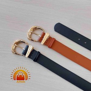 کمربند زنانه دخترانه دور دوخت سگک کلاسیک ICE طلایی عرض 3/5cm