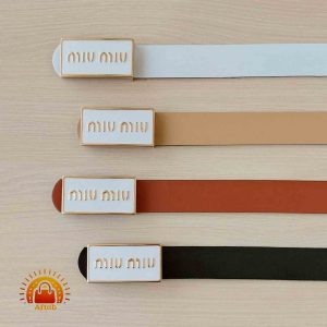 کمربند زنانه دخترانه سگک MiuMiu رزین سفید عرض 3cm