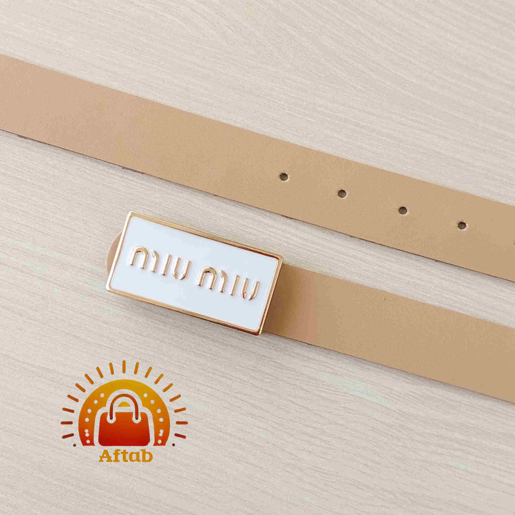 کمربند زنانه دخترانه سگک MiuMiu رزین سفید عرض 3cm - Image 4