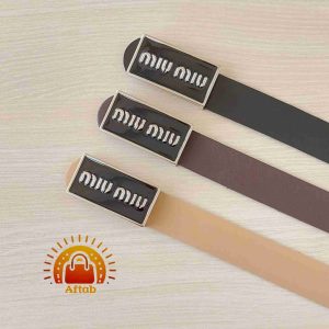 کمربند زنانه دخترانه سگک MiuMiu رزین مشکی عرض 3cm