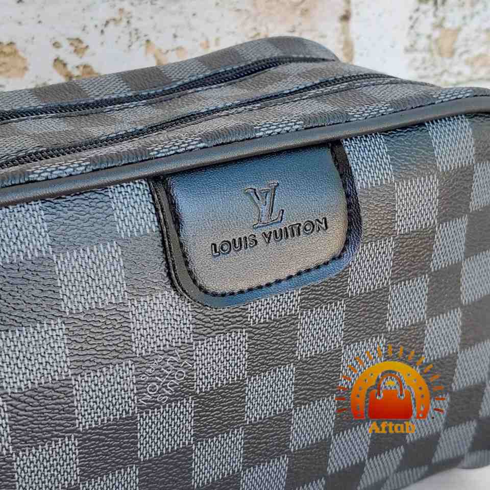 شوز بگ مردانه دو زیپ طرح LV چهارخونه - Image 6