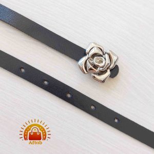 Alternative view of کمربند زنانه دخترانه سگک گل رُز نقره ای عرض 1/5cm
