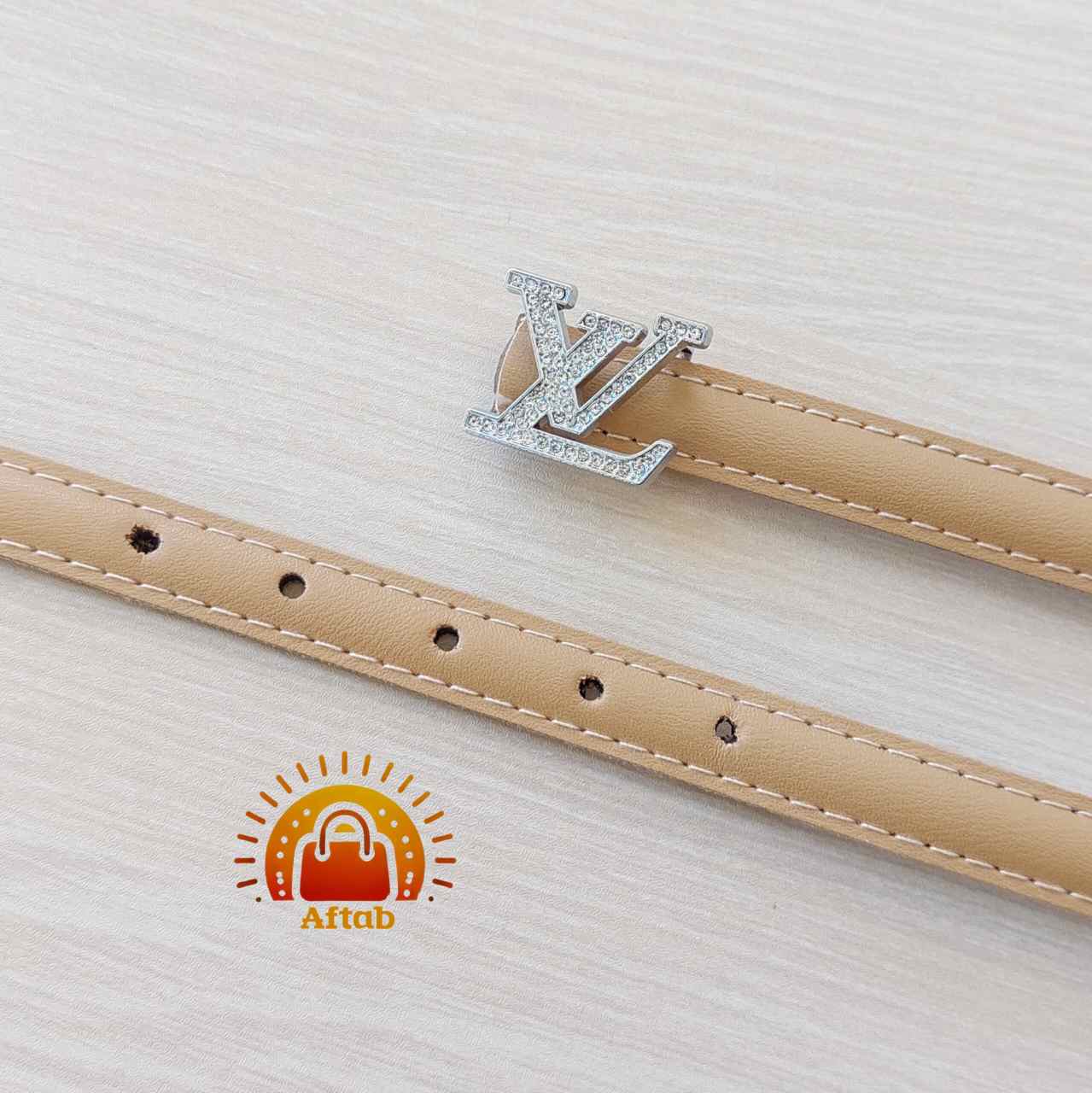 کمربند زنانه دخترانه سگک فول نگین دور دوخت عرض 1/5cm - Image 3
